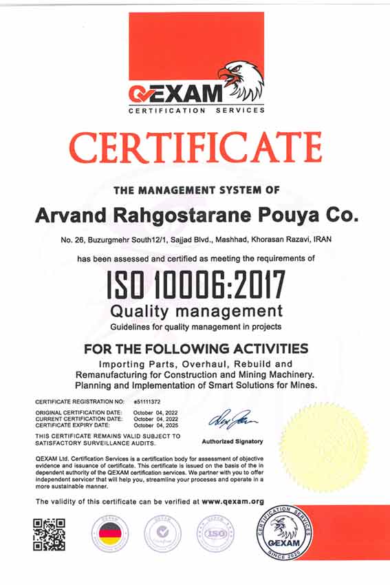مجوز استاندارد ISO10006 اورهال و بازسازی